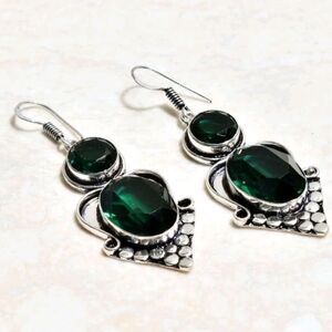 Green Quartz Handmade Drop Dangle Earrings Jewelry 2.36"